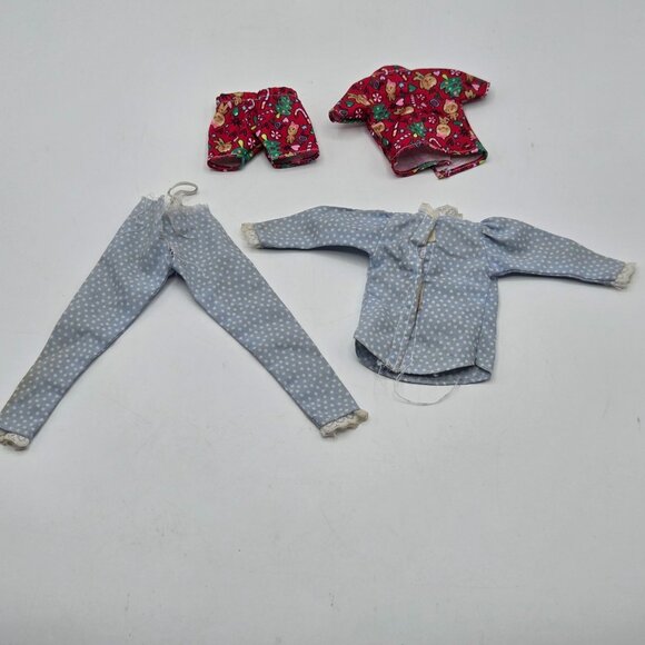 Barbie Holiday Christmas Pajamas & Polka Dot Lace Pajama Set Lot - Picture 4 of 6